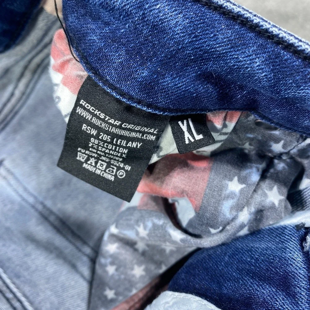 Rockstar Original Jeans Flare Denim Womens XL Distressed Bootcut 32x34 Raw Hem